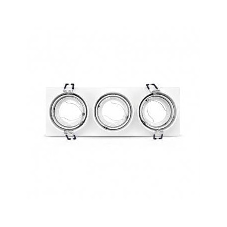 Support de spot rond triple blanc Orientable 258 x 93 mm