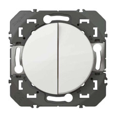 Double interrupteur ou va-et-vient dooxie 10AX 250V~ finition blanc
