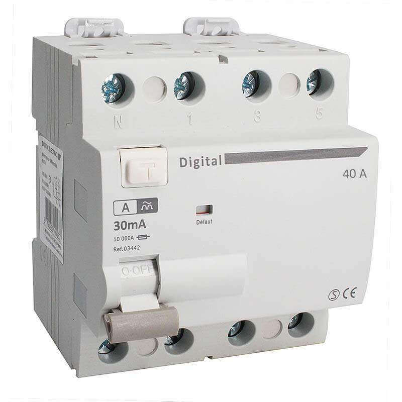 Interrupteur Différentiel Tetrapolaire 40A Type A 30mA Digital Electric