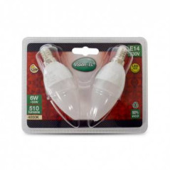 Ampoule LED E14 Flamme 6W 4000K° Blister x 2
