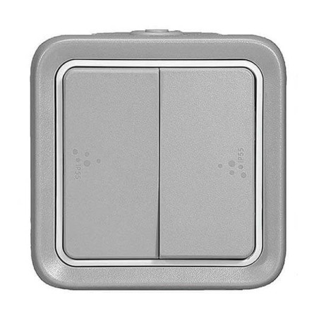 Double interrupteur ou va-et-vient Plexo apparent - Gris