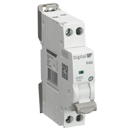 Disjoncteur Phase + Neutre 20A Courbe D