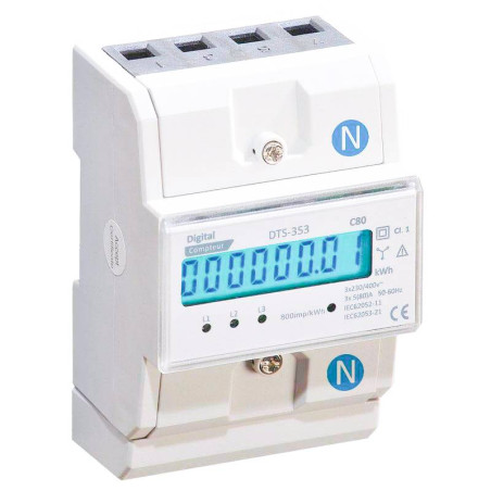 Sous-compteur Électrique Tetrapolaire Modulaire 80A Digital Electric
