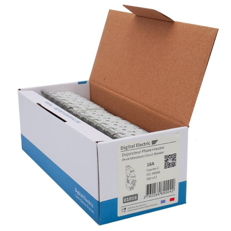 Disjoncteur Phase + Neutre 16A Digital Electric boite de 12