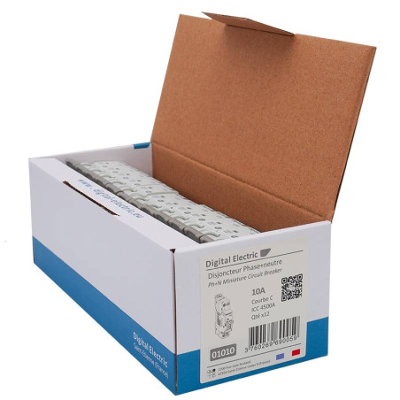 Disjoncteur Phase + Neutre 10A Digital Electric boite de 12