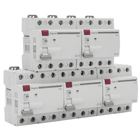 5 Interrupteurs Différentiels Tétrapolaire 40A Type F/HPI 30mA Digital Electric