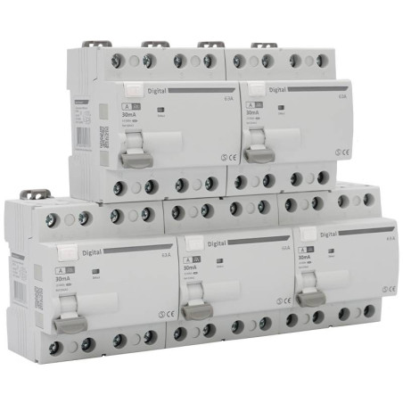 5 Interrupteurs Différentiels Tétrapolaire 63A Type A 30mA Digital Electric