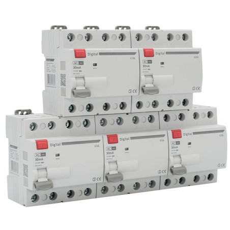 5 Interrupteurs Différentiels Tétrapolaire 63A Type AC 30mA Digital Electric