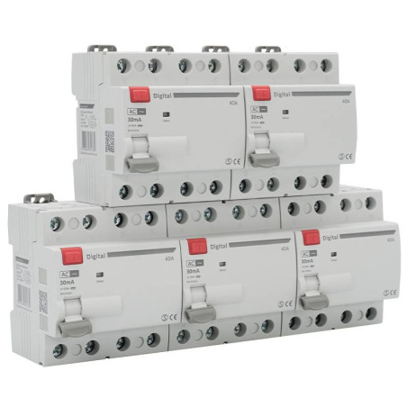 5 Interrupteurs Différentiels Tétrapolaire 40A Type AC 30mA Digital Electric