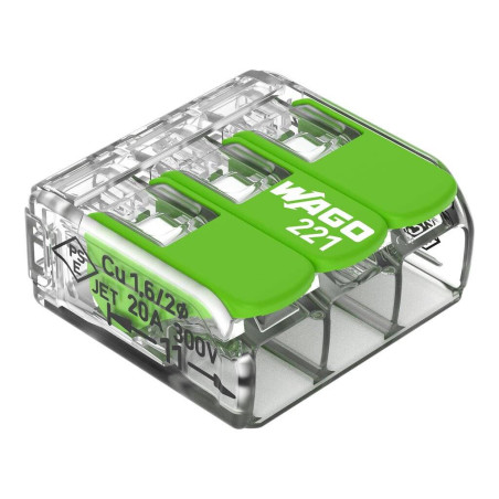 Borne de raccordement Compact Wago Green 3 entrées X 50 4mm²
