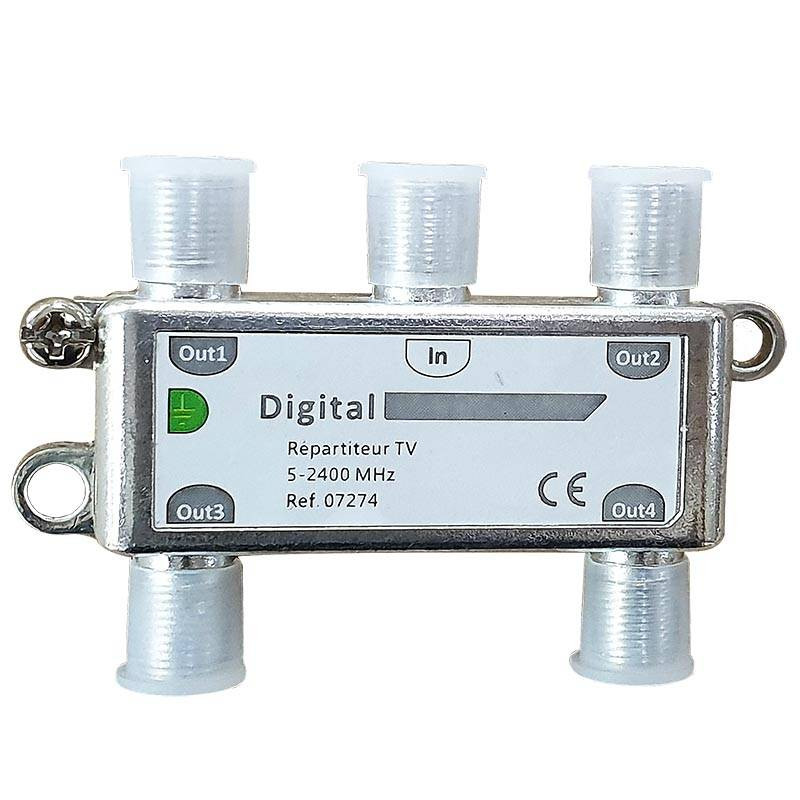 Répartiteur TV 4 Sorties Coaxial 2400Mhz Répartiteur TV 4 Sorties Coaxial 2400Mhz