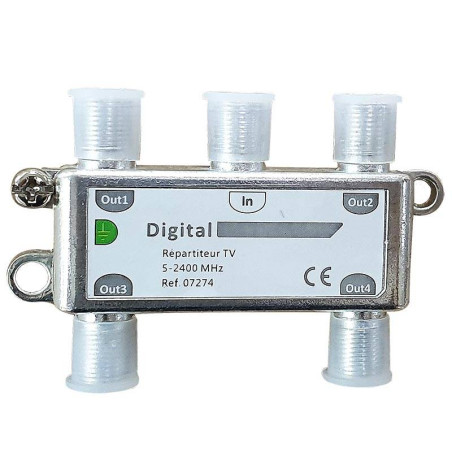 Répartiteur TV 4 Sorties Coaxial 2400Mhz