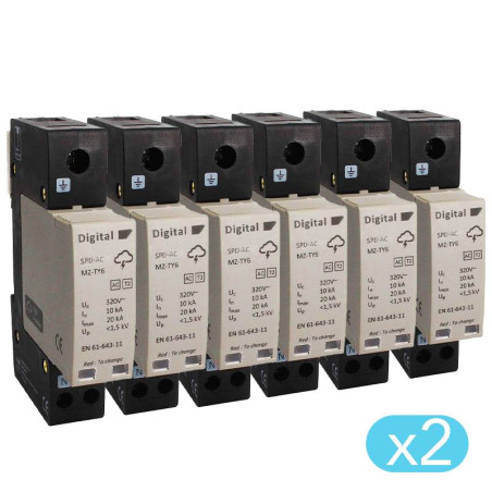 Lot de 12 Parafoudres uni+neutre Débrochable AC Digital Electric