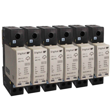 Lot  de 6 Parafoudres uni+neutre Débrochable AC Digital Electric